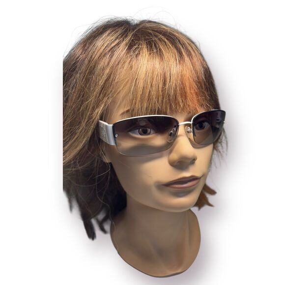 Chanel 4117 BB Vintage Sunglasses Coco Mark Rhinestone Rimless White / Beige RAR